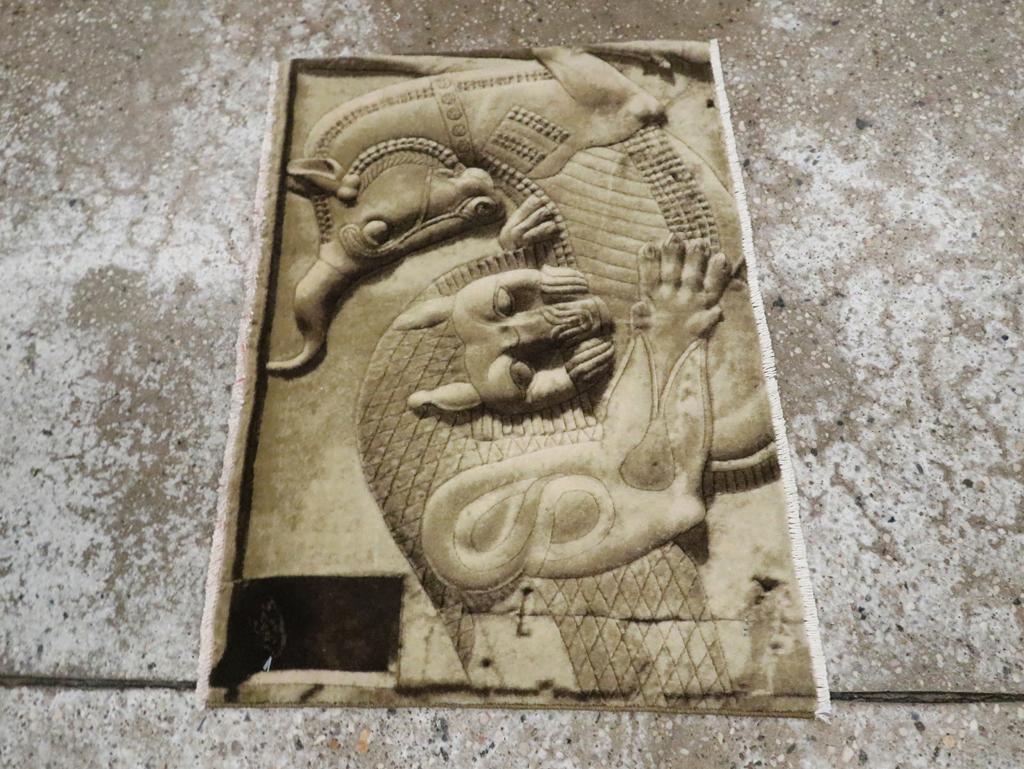 Vintage Persian Tabriz Pictorial Rug, No.29089 - Gsblank