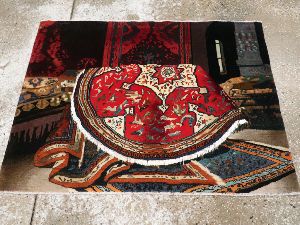 Vintage Persian Tabriz Pictorial Rug, No.29090 - Gsblank