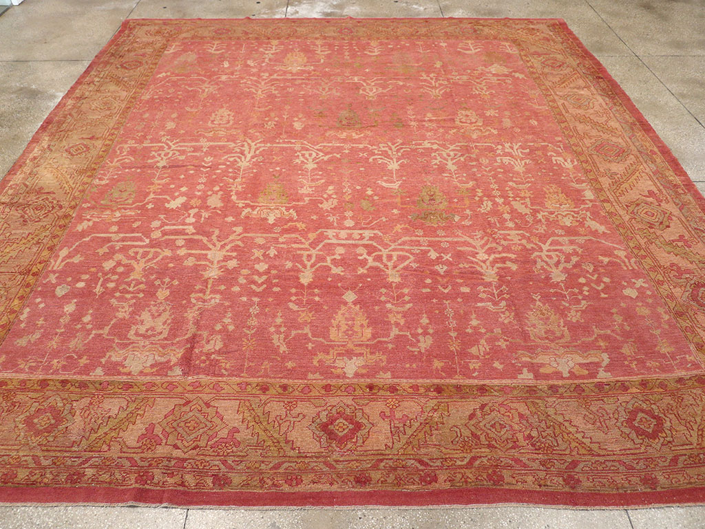 Antique Turkish Oushak Large Square Room Size Carpet, No.29099 - Gsblank