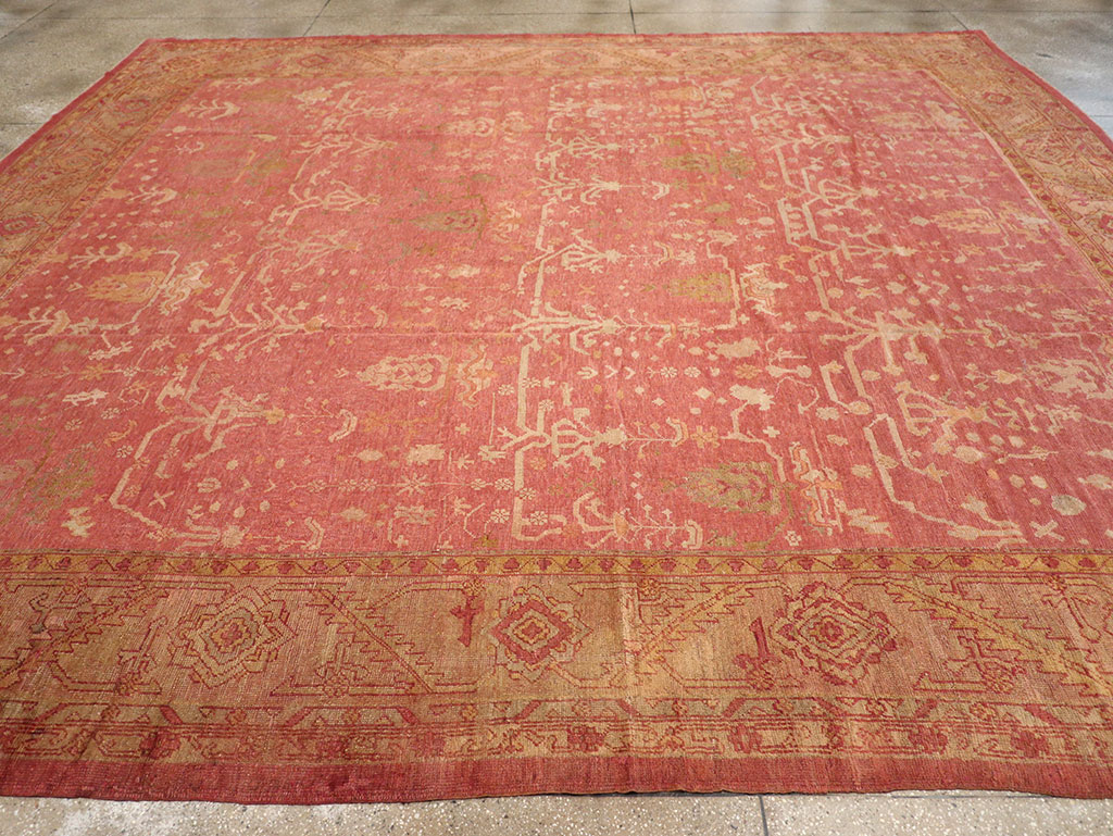 Antique Turkish Oushak Large Square Room Size Carpet, No.29099 - Gsblank