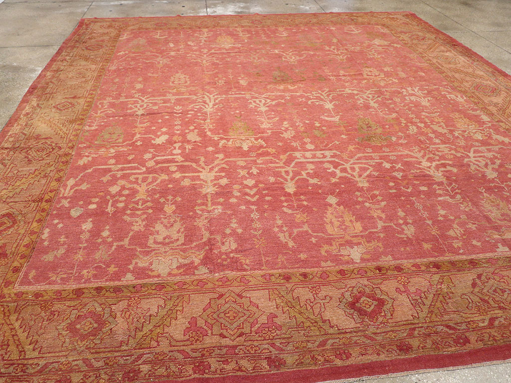 Antique Turkish Oushak Large Square Room Size Carpet, No.29099 - Gsblank