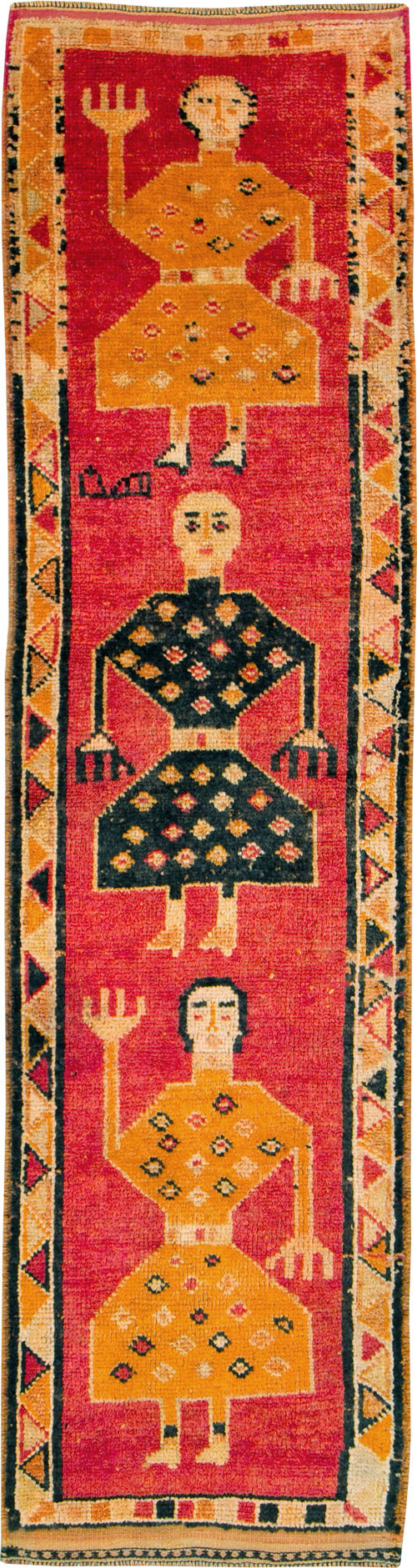 Vintage Turkish Anatolian Pictorial Runner, No.29102 - Gsblank