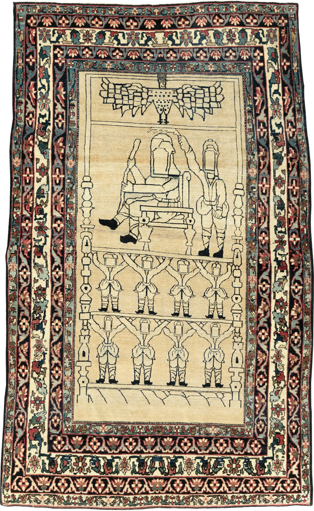 Antique Lavar Kerman Pictorial Rug, No.29105 - Gsblank