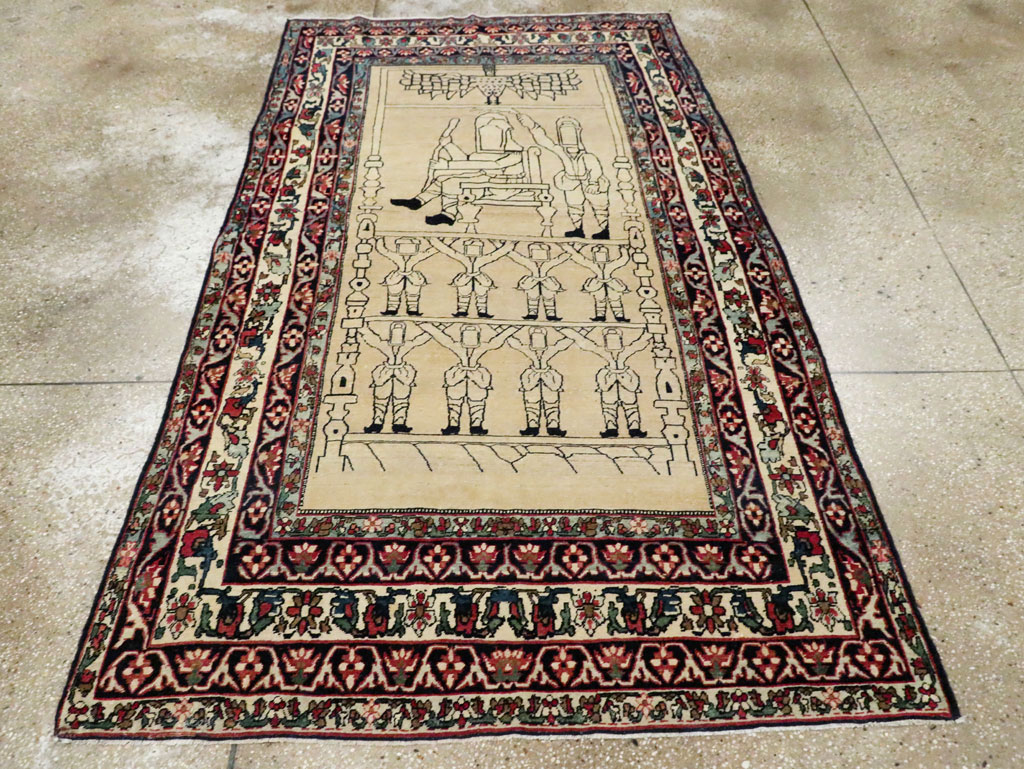 Antique Lavar Kerman Pictorial Rug, No.29105 - Gsblank