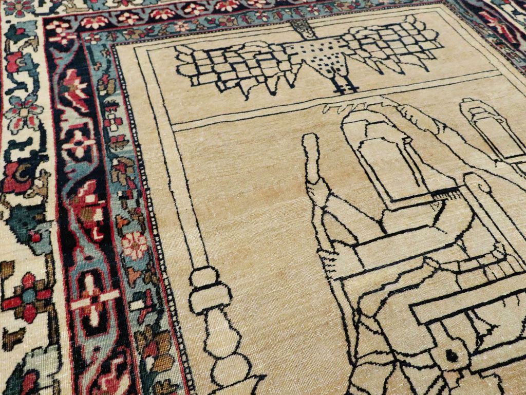 Antique Lavar Kerman Pictorial Rug, No.29105 - Gsblank