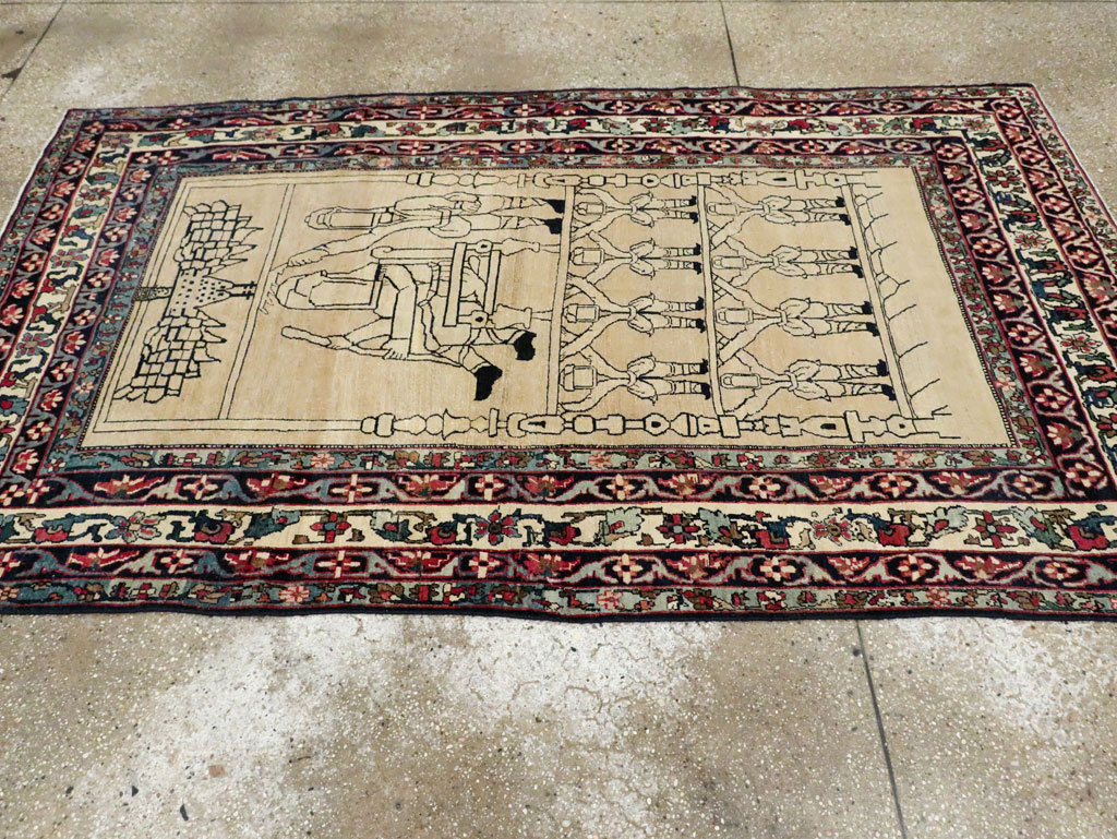 Antique Lavar Kerman Pictorial Rug, No.29105 - Gsblank