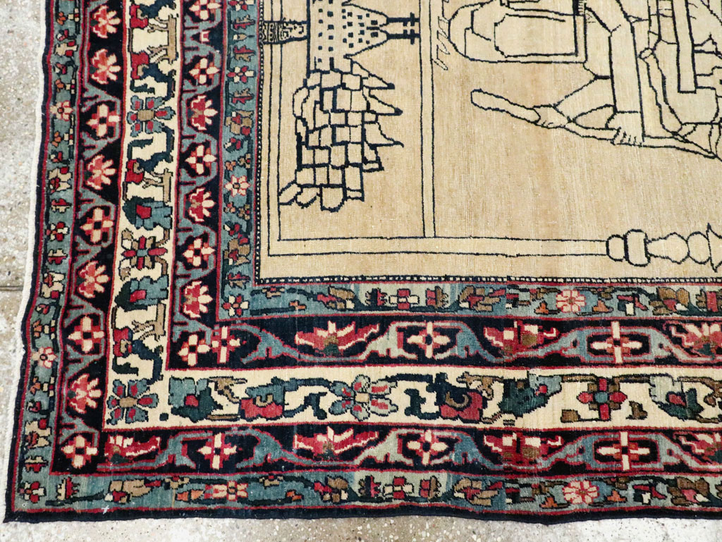 Antique Lavar Kerman Pictorial Rug, No.29105 - Gsblank