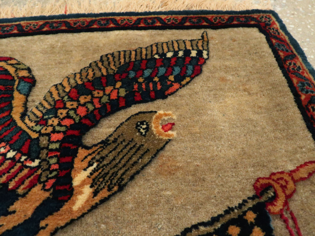 Antique Persian Kashan Flag Pictorial Rug, No.29111 - Gsblank