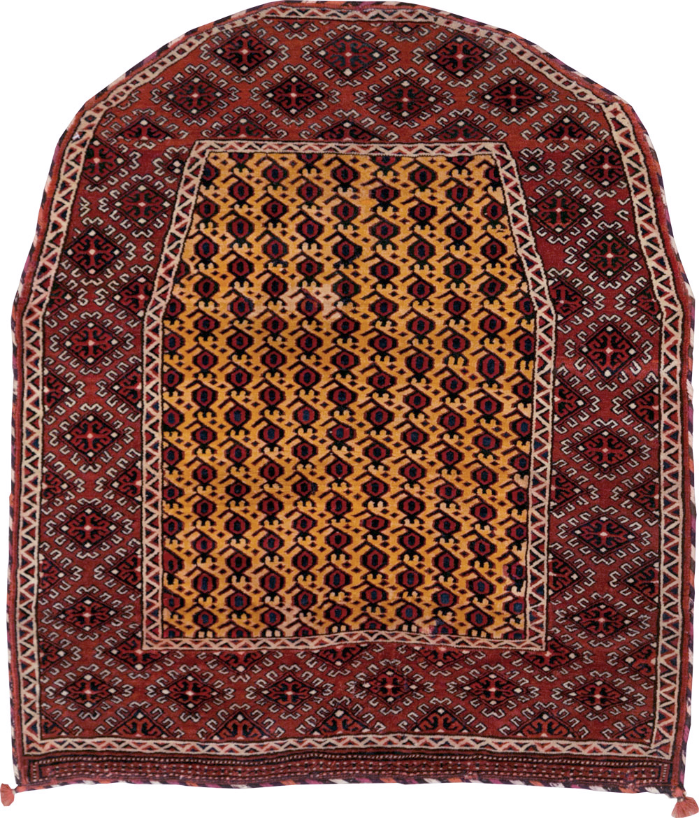 Vintage Central Asian Turkoman Tribal Throw Rug, No.29113 - Gsblank