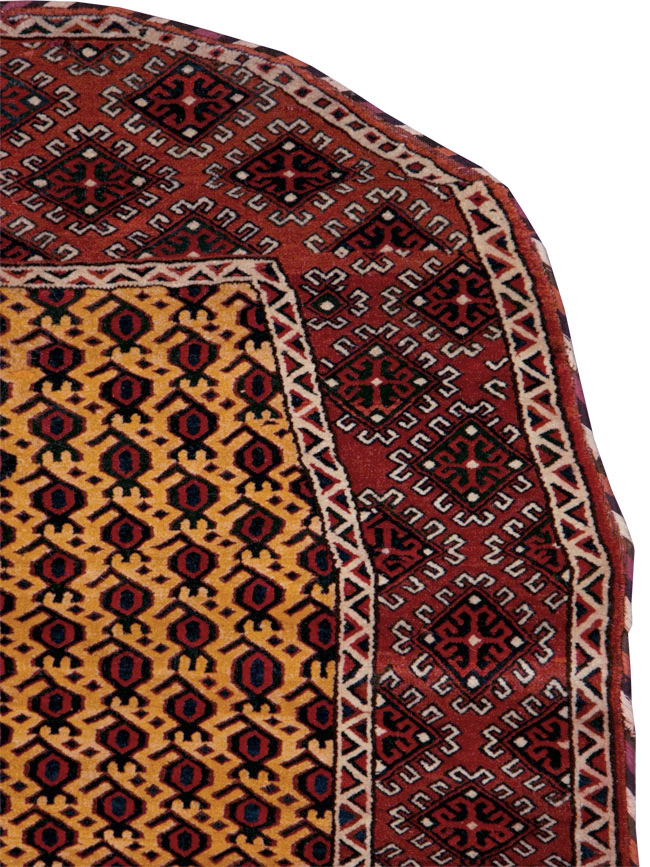 Vintage Central Asian Turkoman Tribal Throw Rug, No.29113 - Gsblank