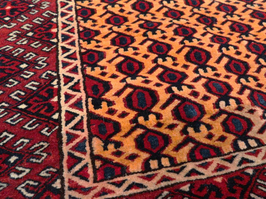 Vintage Central Asian Turkoman Tribal Throw Rug, No.29113 - Gsblank