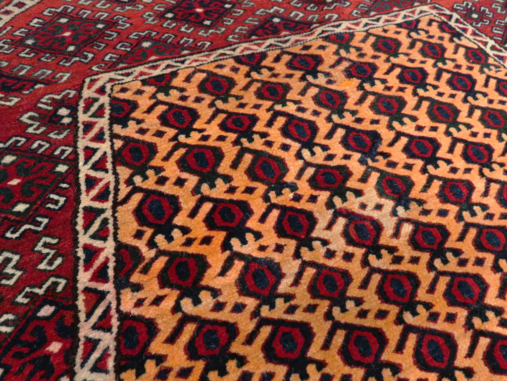 Vintage Central Asian Turkoman Tribal Throw Rug, No.29113 - Gsblank