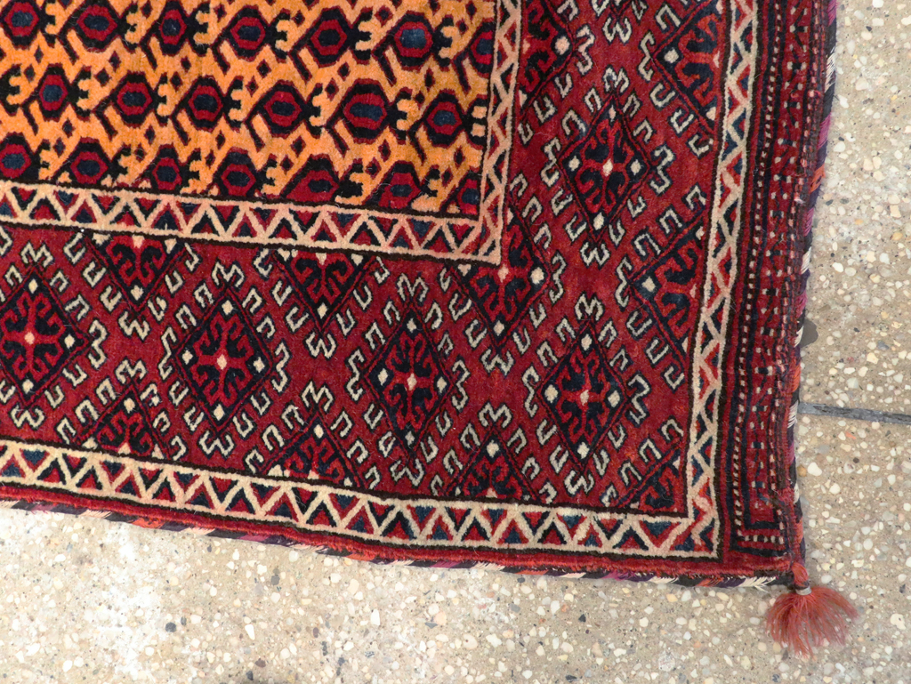 Vintage Central Asian Turkoman Tribal Throw Rug, No.29113 - Gsblank