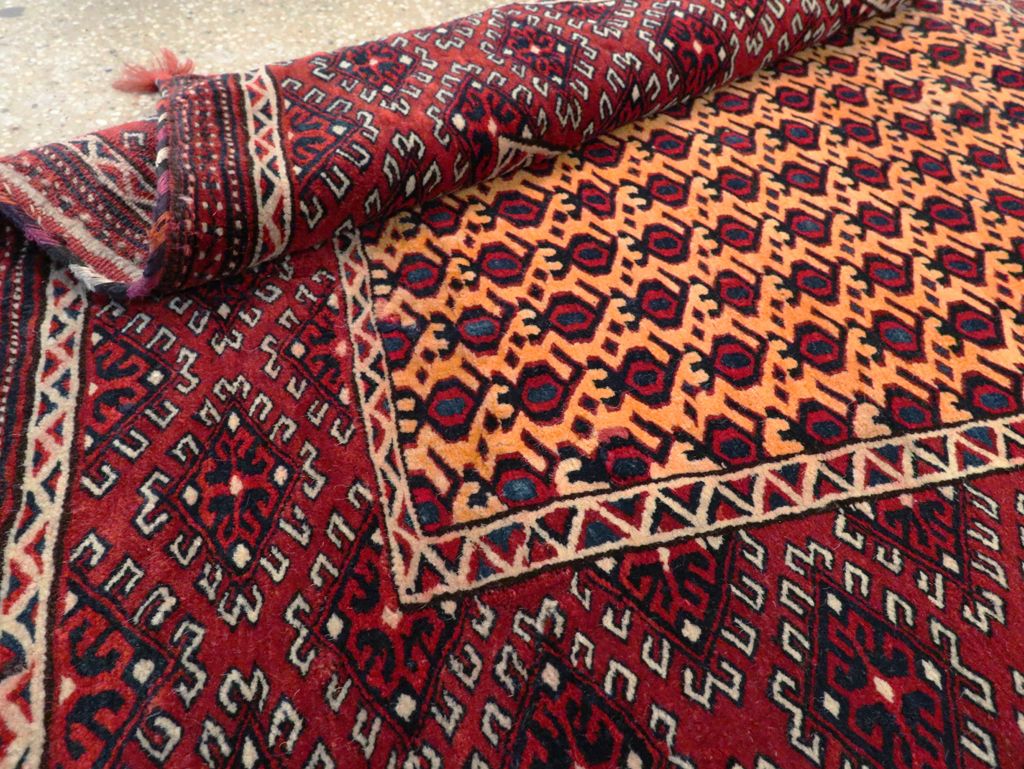 Vintage Central Asian Turkoman Tribal Throw Rug, No.29113 - Gsblank