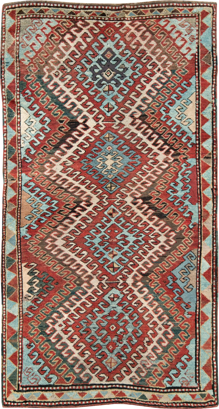 Antique Caucasian Kazak Throw Rug, No.29115 - Gsblank