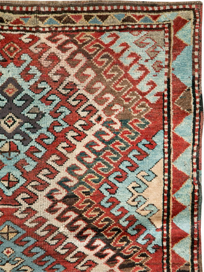 Antique Caucasian Kazak Throw Rug, No.29115 - Gsblank