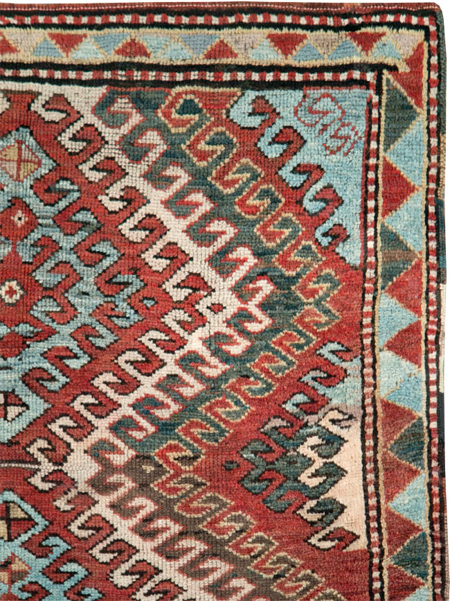 Antique Caucasian Kazak Throw Rug, No.29115 - Gsblank