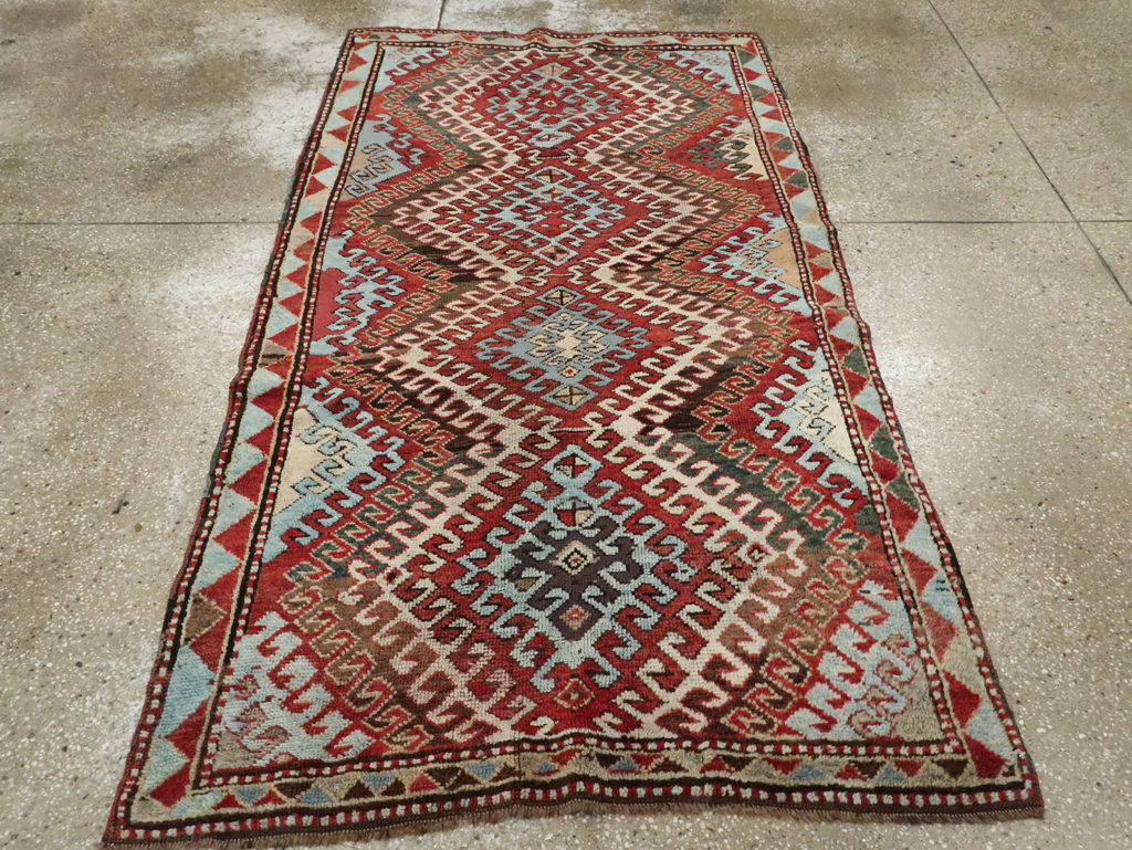 Antique Caucasian Kazak Throw Rug, No.29115 - Gsblank