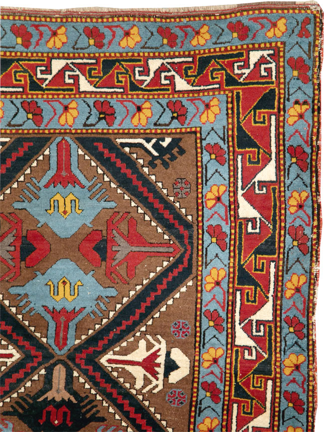 Antique Caucasian Throw Rug, No.29116 - Gsblank