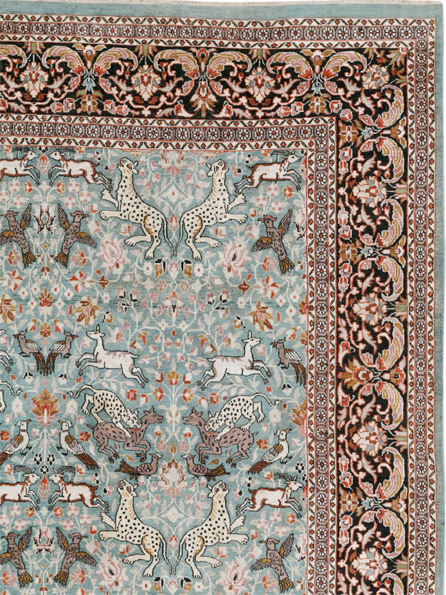 Vintage Indian Kashmir Pictorial Room Size Carpet, No.29124 - Gsblank