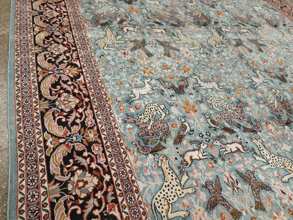 Vintage Indian Kashmir Pictorial Room Size Carpet, No.29124 - Gsblank