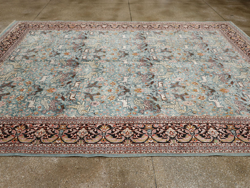 Vintage Indian Kashmir Pictorial Room Size Carpet, No.29124 - Gsblank