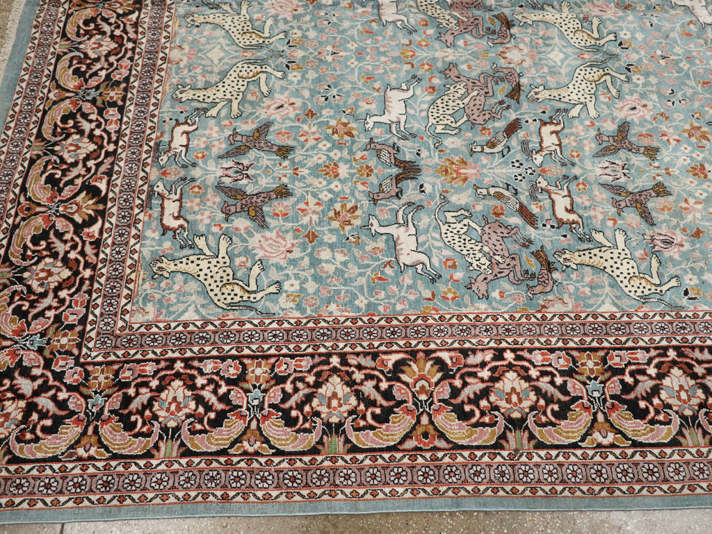 Vintage Indian Kashmir Pictorial Room Size Carpet, No.29124 - Gsblank