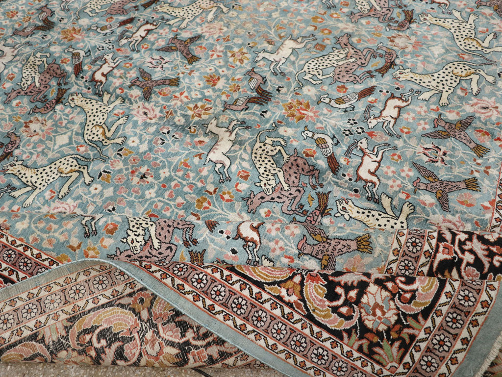 Vintage Indian Kashmir Pictorial Room Size Carpet, No.29124 - Gsblank