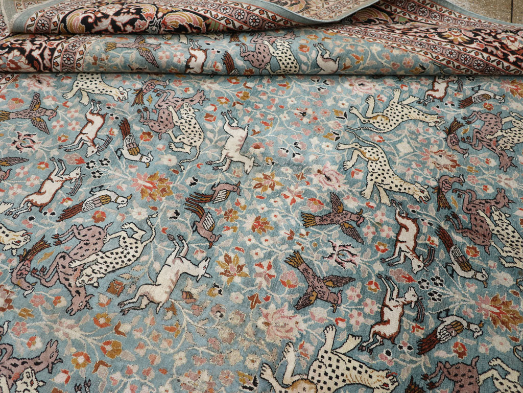 Vintage Indian Kashmir Pictorial Room Size Carpet, No.29124 - Gsblank