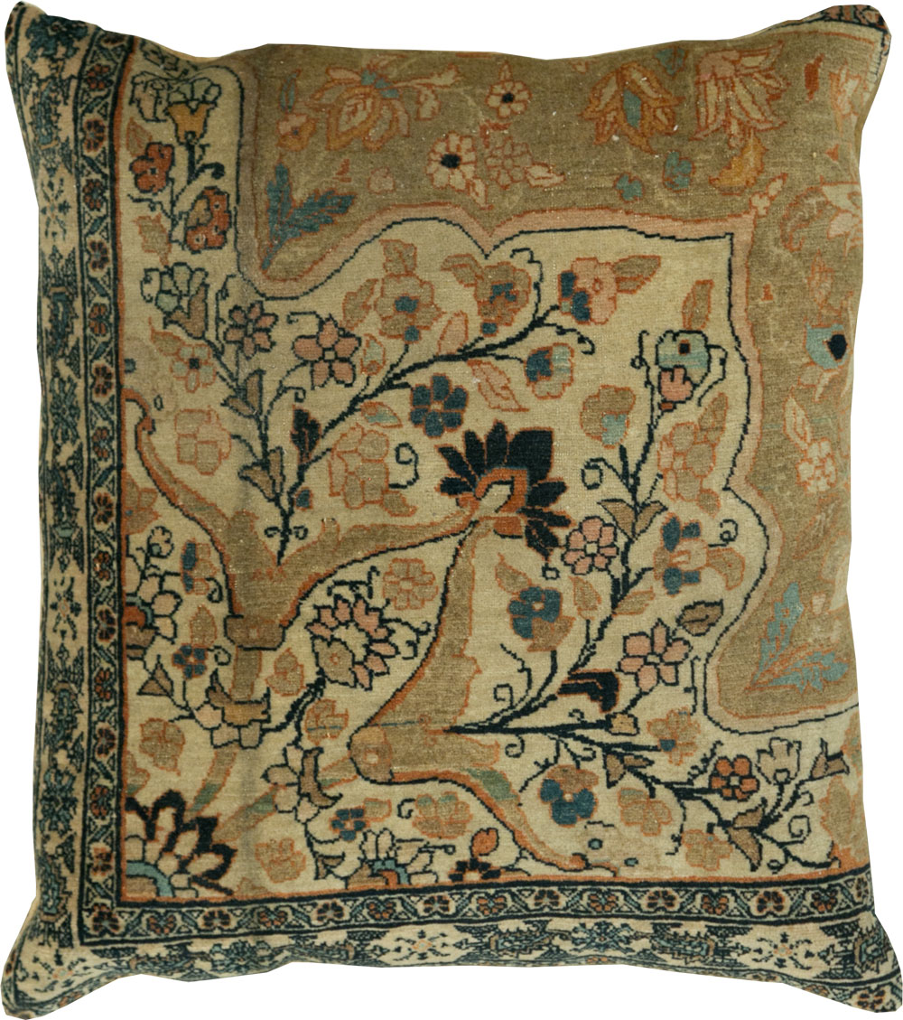 Antique Persian Tabriz Haji Jalili Pillow, No.29139 - Gsblank