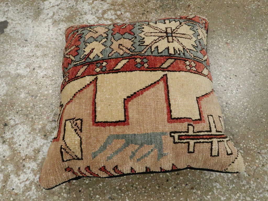 Antique Persian Serapi Square Pillow, No.29140 - Gsblank