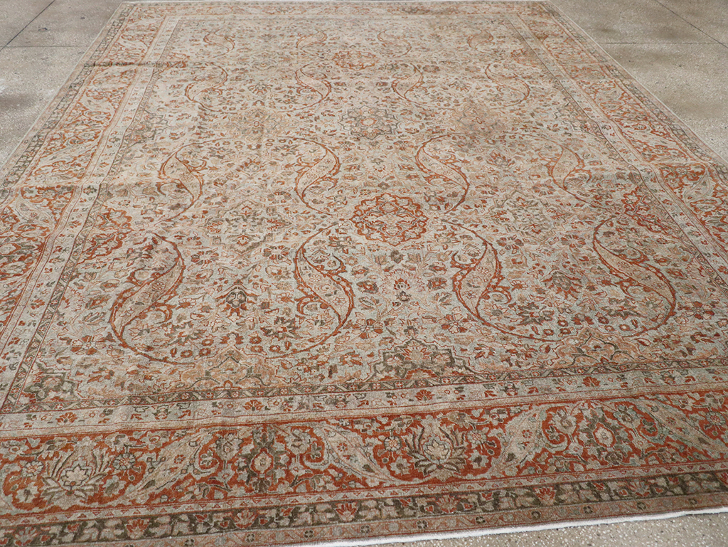 Antique Persian Tabriz Room Size Carpet, No.29146 - Gsblank