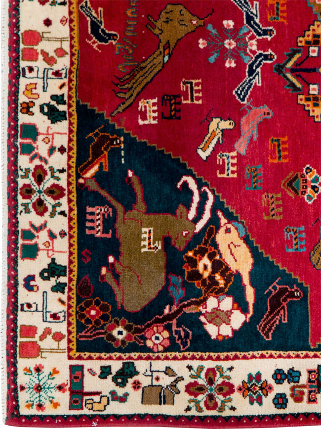 Vintage Persian Gabbeh Pictorial Accent Rug, No.29154 - Gsblank