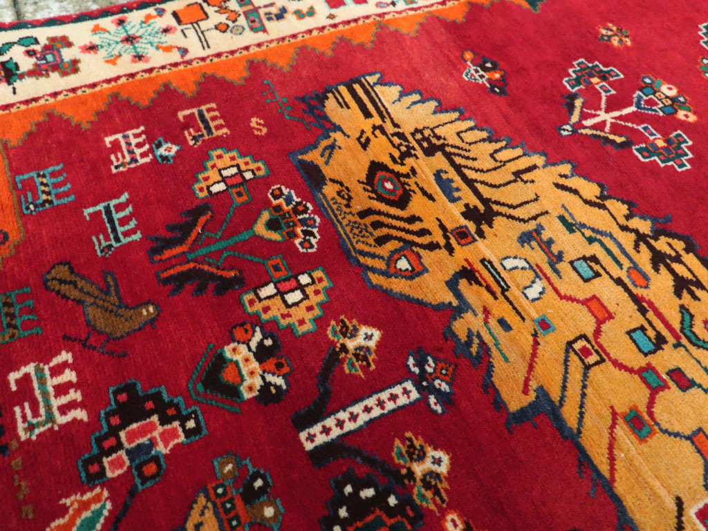 Vintage Persian Gabbeh Pictorial Accent Rug, No.29154 - Gsblank