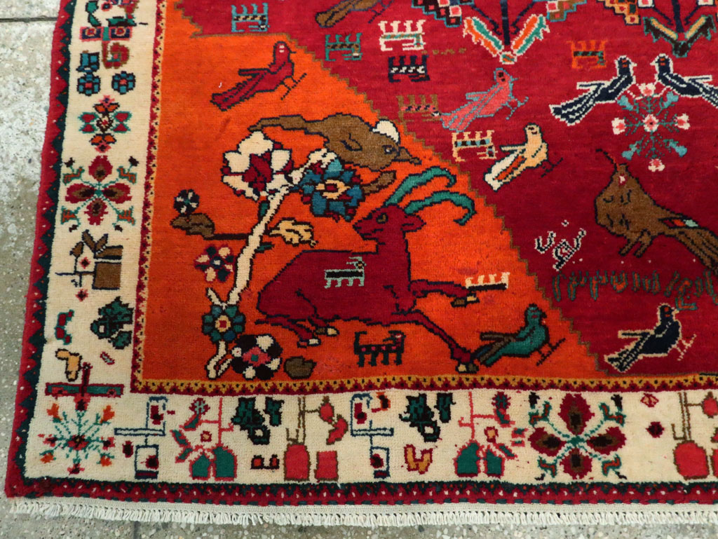 Vintage Persian Gabbeh Pictorial Accent Rug, No.29154 - Gsblank