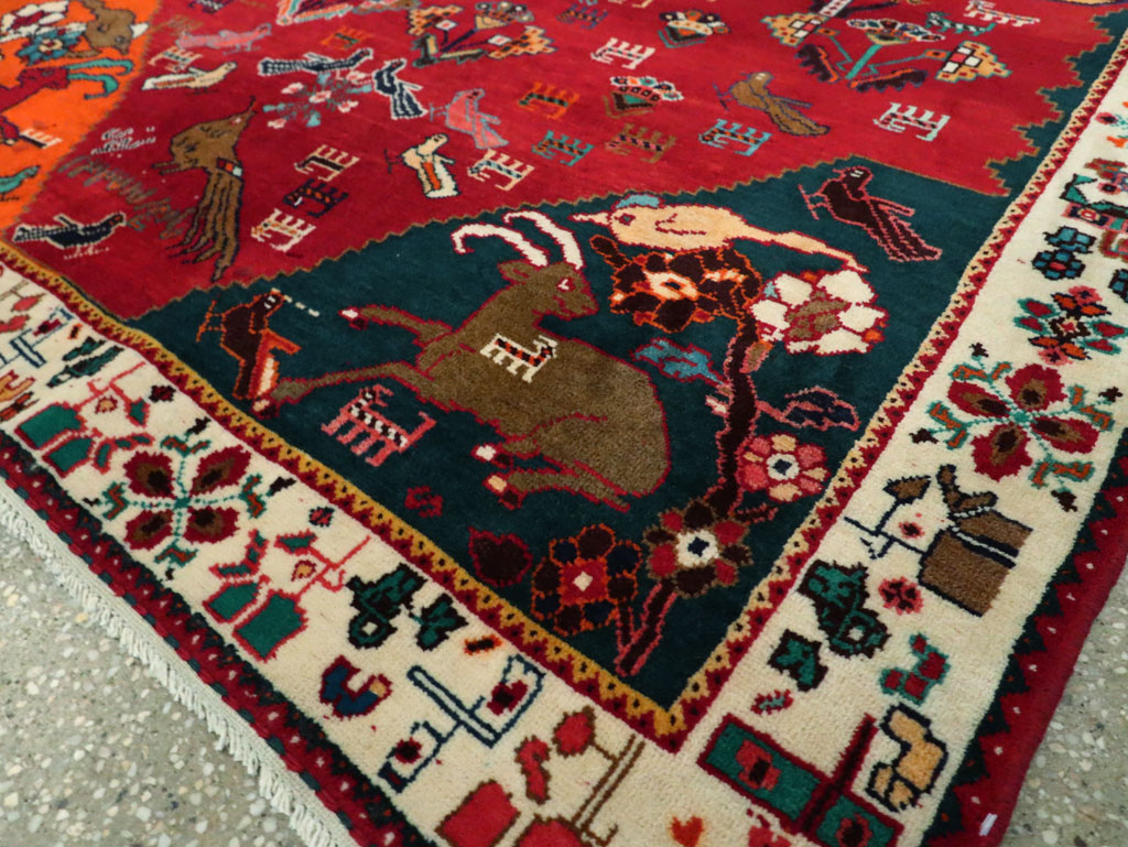 Vintage Persian Gabbeh Pictorial Accent Rug, No.29154 - Gsblank