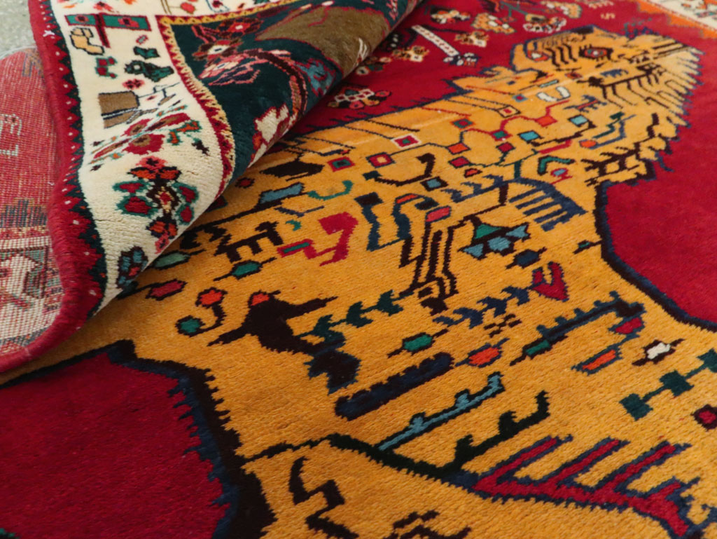 Vintage Persian Gabbeh Pictorial Accent Rug, No.29154 - Gsblank