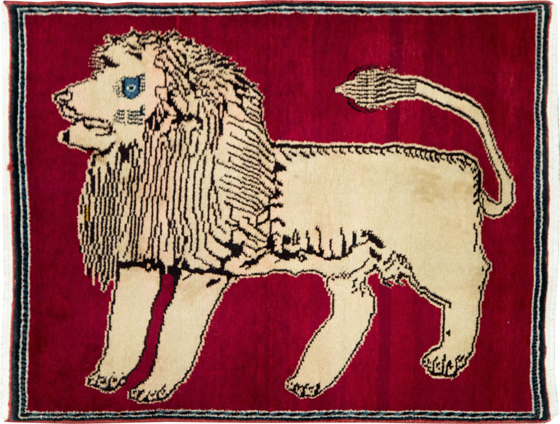 Vintage Persian Pictorial Gabbeh Throw Rug, No.29155 - Gsblank