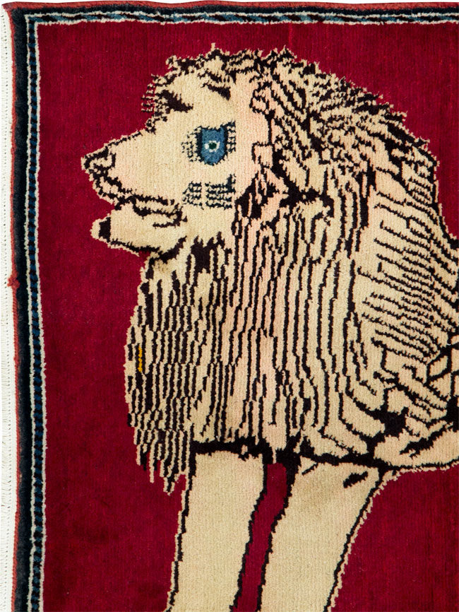 Vintage Persian Pictorial Gabbeh Throw Rug, No.29155 - Gsblank