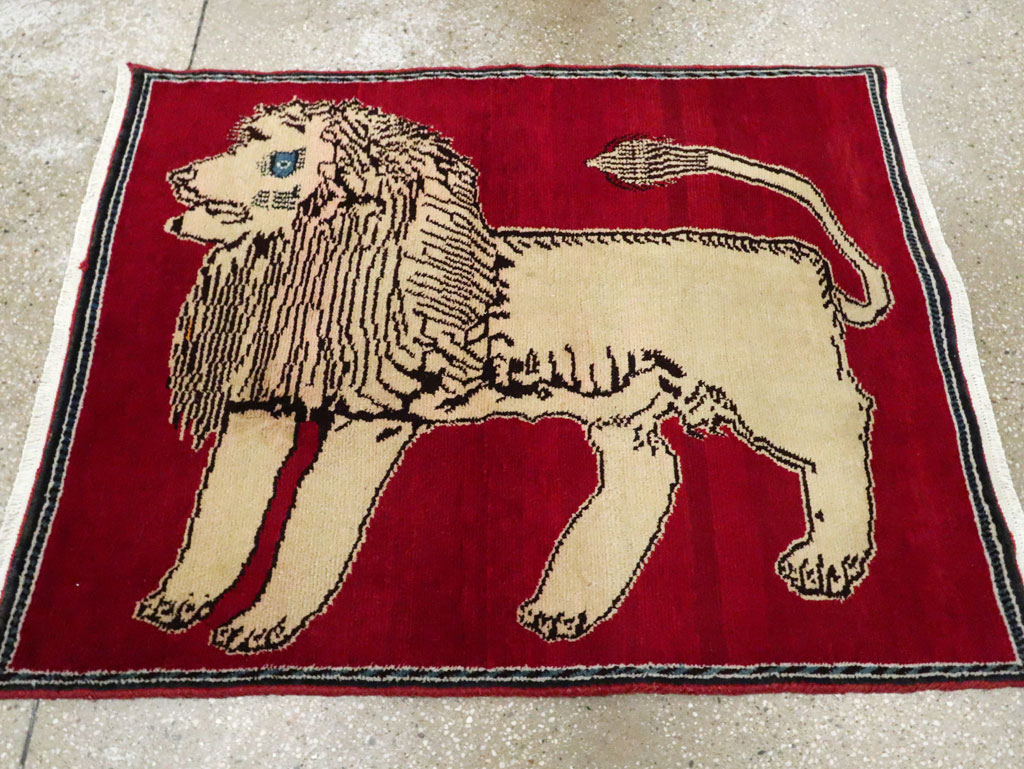 Vintage Persian Pictorial Gabbeh Throw Rug, No.29155 - Gsblank
