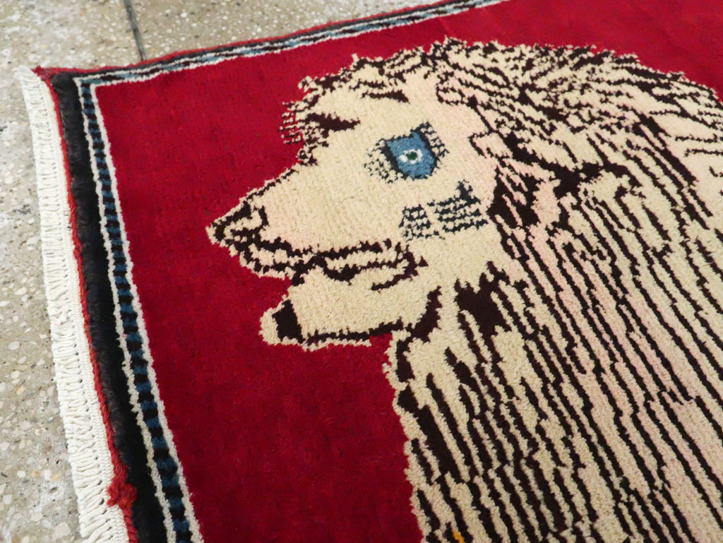 Vintage Persian Pictorial Gabbeh Throw Rug, No.29155 - Gsblank