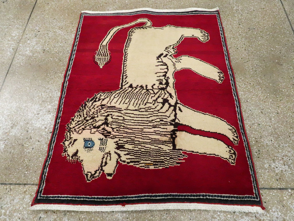 Vintage Persian Pictorial Gabbeh Throw Rug, No.29155 - Gsblank