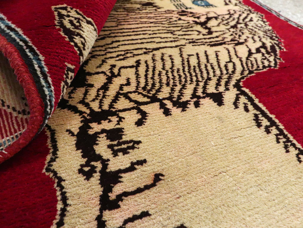 Vintage Persian Pictorial Gabbeh Throw Rug, No.29155 - Gsblank
