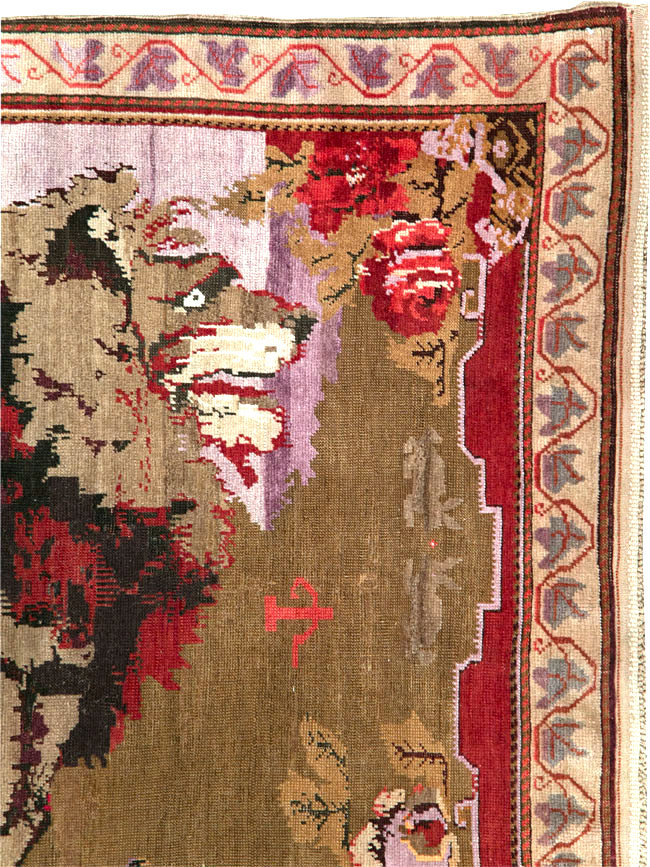 Vintage Pictorial Karabagh Rug, No.29157 - Gsblank