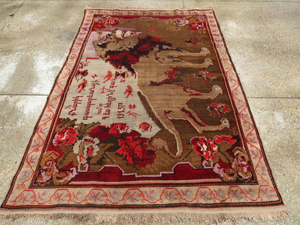 Vintage Pictorial Karabagh Rug, No.29157 - Gsblank