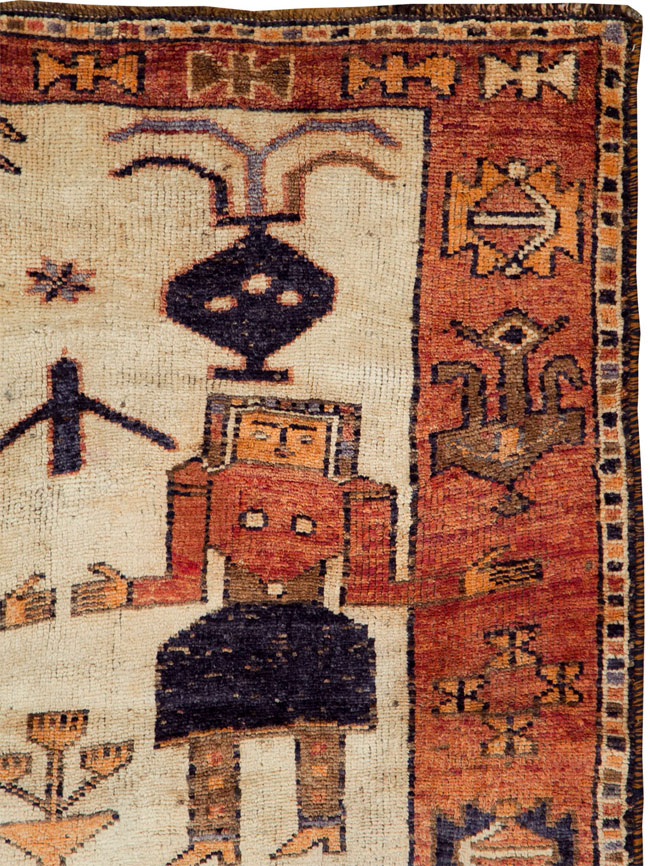 Vintage Persian Bakhtiari Pictorial Rug, No.29169 - Gsblank