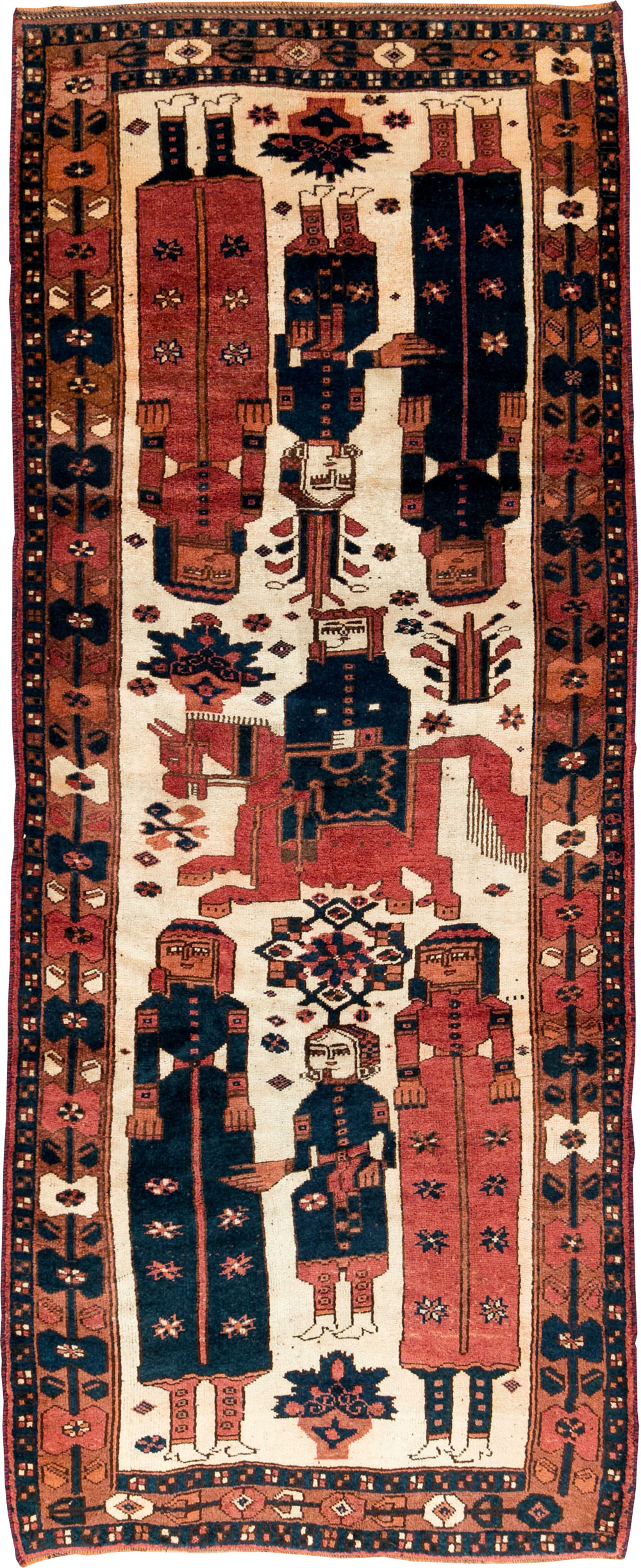 Vintage Persian Bakhtiari Pictorial Rug, No.29172 - Gsblank