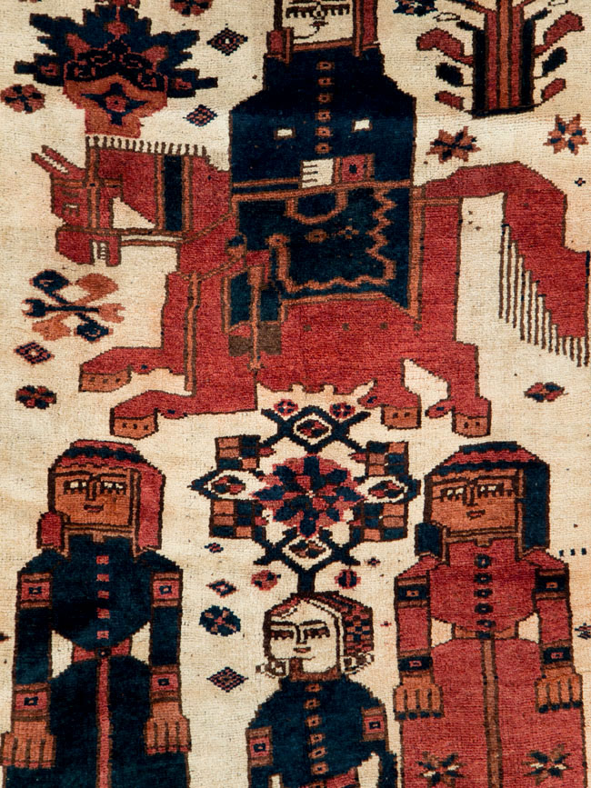 Vintage Persian Bakhtiari Pictorial Rug, No.29172 - Gsblank