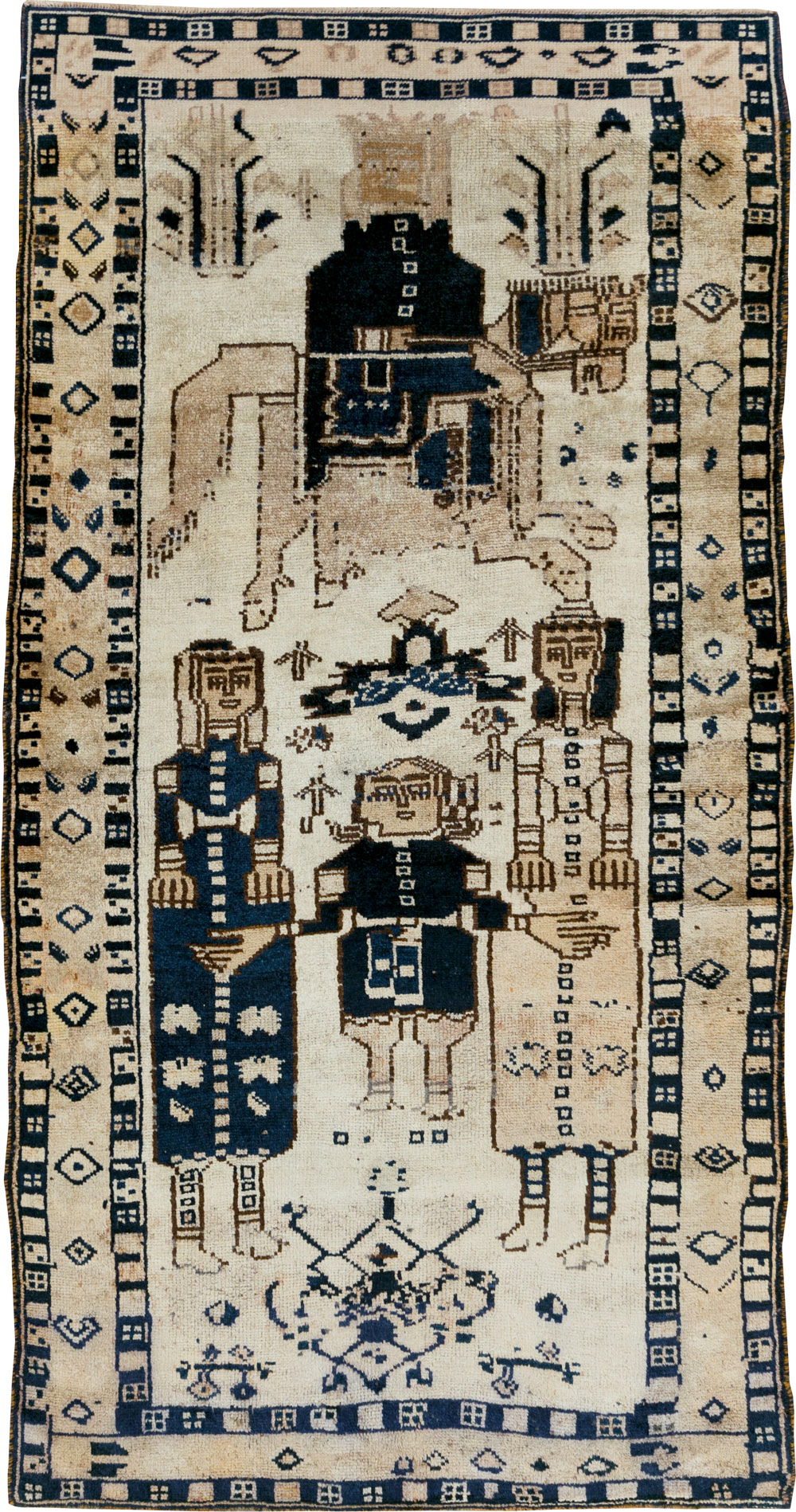 Vintage Persian Bakhtiari Pictorial Rug, No.29177 - Gsblank