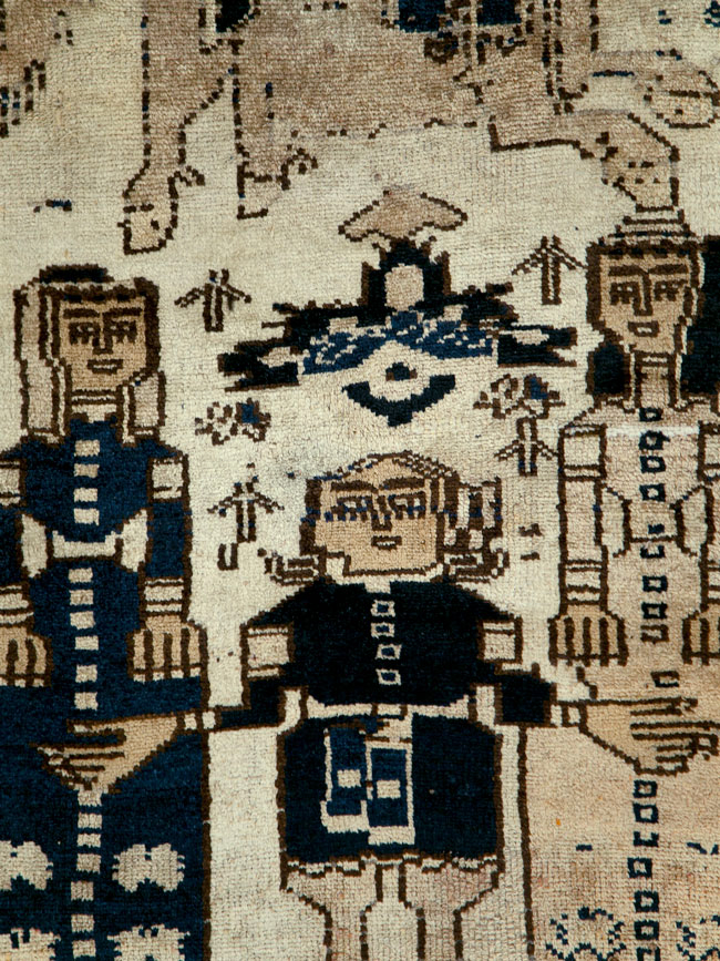 Vintage Persian Bakhtiari Pictorial Rug, No.29177 - Gsblank